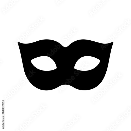 Minimalist Black Carnival Mask Illustration on White Background for Costume Parties