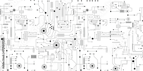 Circuit board black and white vector background