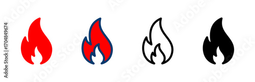 Fire icon vector isolated on white background. Fire flame icon template. Fire flames symbol vector