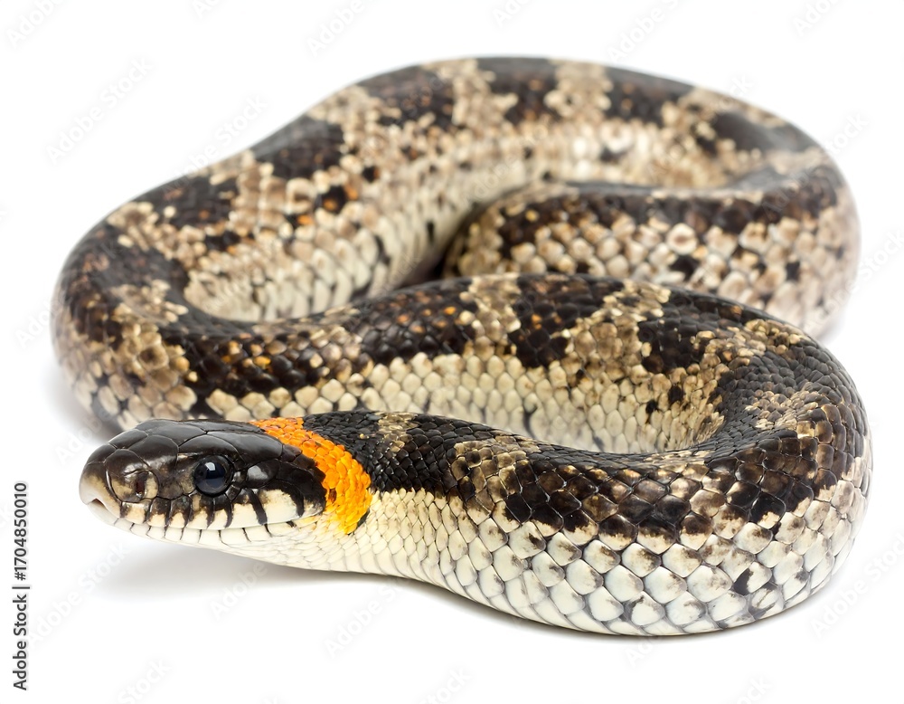 Fototapeta premium Snake coiled on white background