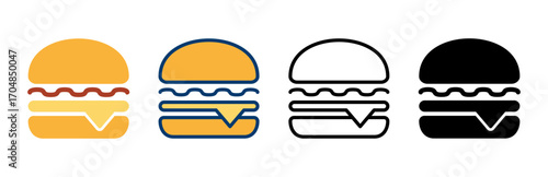 Hamburger icon vector isolated on white background. Burger and hamburger icon. Fast food vector icon