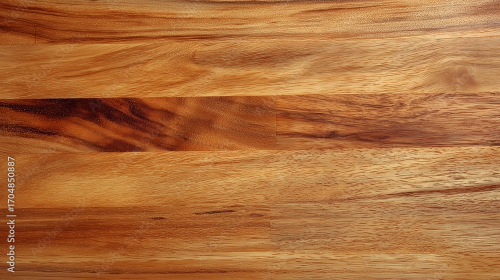 Obraz premium Close-up of a natural wooden surface showcasing rich, warm tones and detailed grain, ideal for backgrounds and design projects.