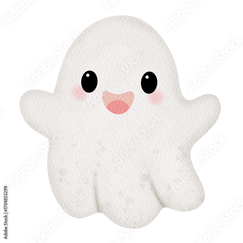 Watercolor cute Halloween little ghost.