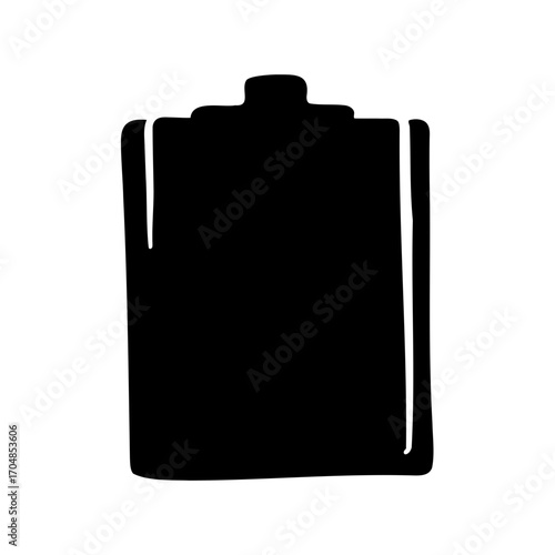 Black and white illustration of a simple battery with outlined edges