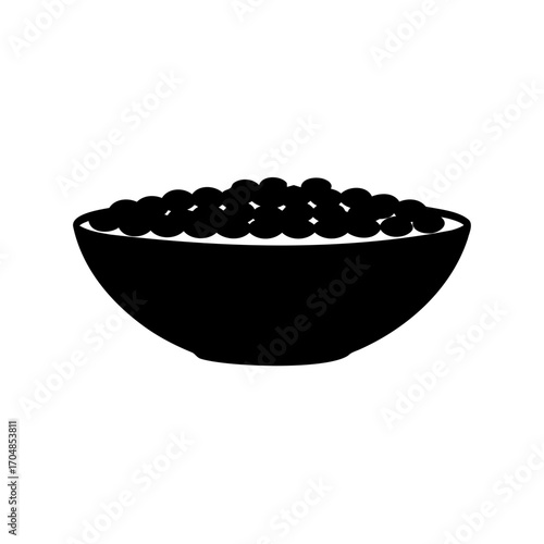 A silhouette of a bowl filled with round objects, presented simply