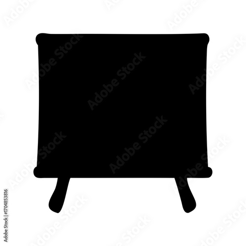 Silhouette of a presentation board or chalkboard against a plain white backdrop