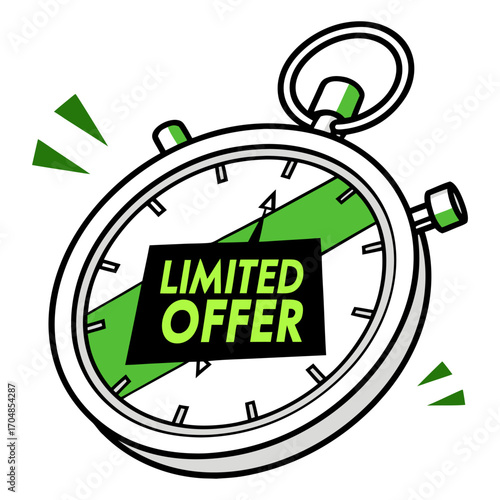 Limited Time Offer Stopwatch Icon – Sale Promotion Vector Illustration
