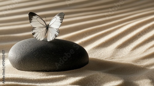 Wallpaper Mural Zen Garden Serenity: Butterfly on a Smooth Stone Torontodigital.ca