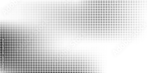 Mesh dotted halftone gradient texture. Vanishing polka dot background. Repeating dots gradation vector abstract