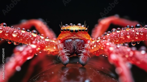 Wallpaper Mural Macro Photography of a Dew-Covered Red Spider Torontodigital.ca
