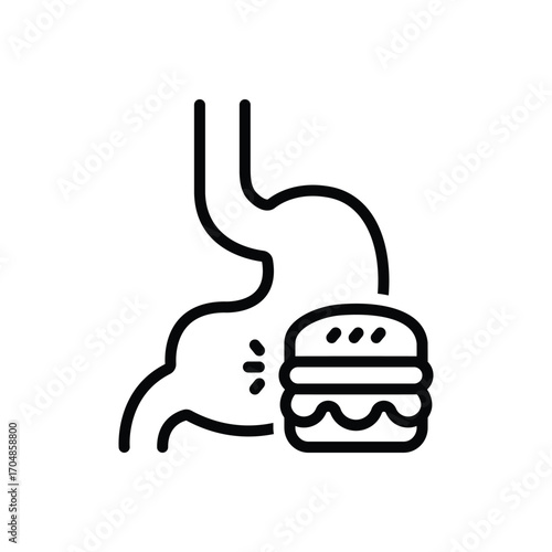 Black line icon for digestive disturbances