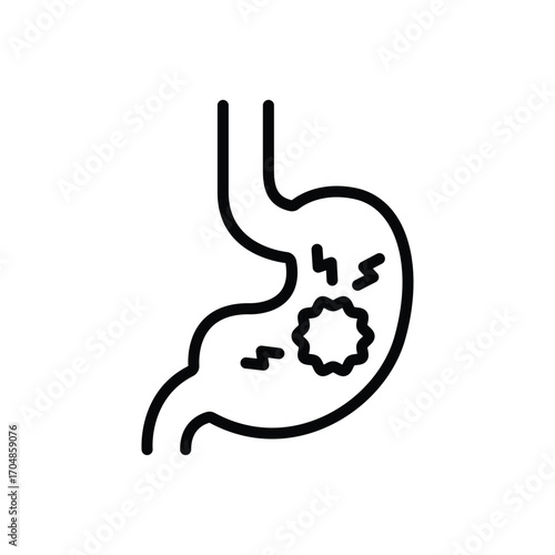 Black line icon for gastric distress