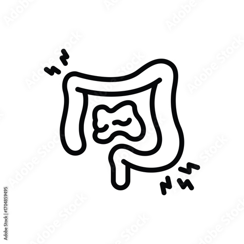 Black line icon for gastrointestinal pain