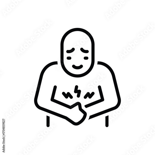 Black line icon for stomach pain