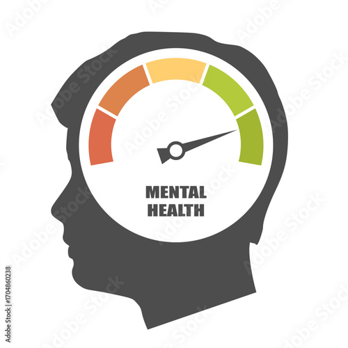 Growing psychological and emotional stability. Abstract design. Concept of psychology, inner world, mental health, feelings. Mental health level measuring device as human head.