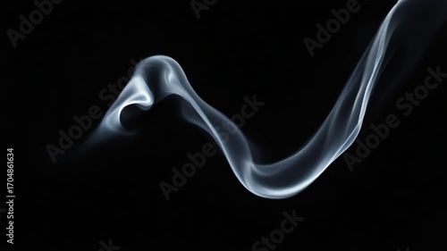 Ethereal Smoke Stream On Black Background, Ideal for Vaporwave Designs, Backgrounds, and Atmospheric Visuals.