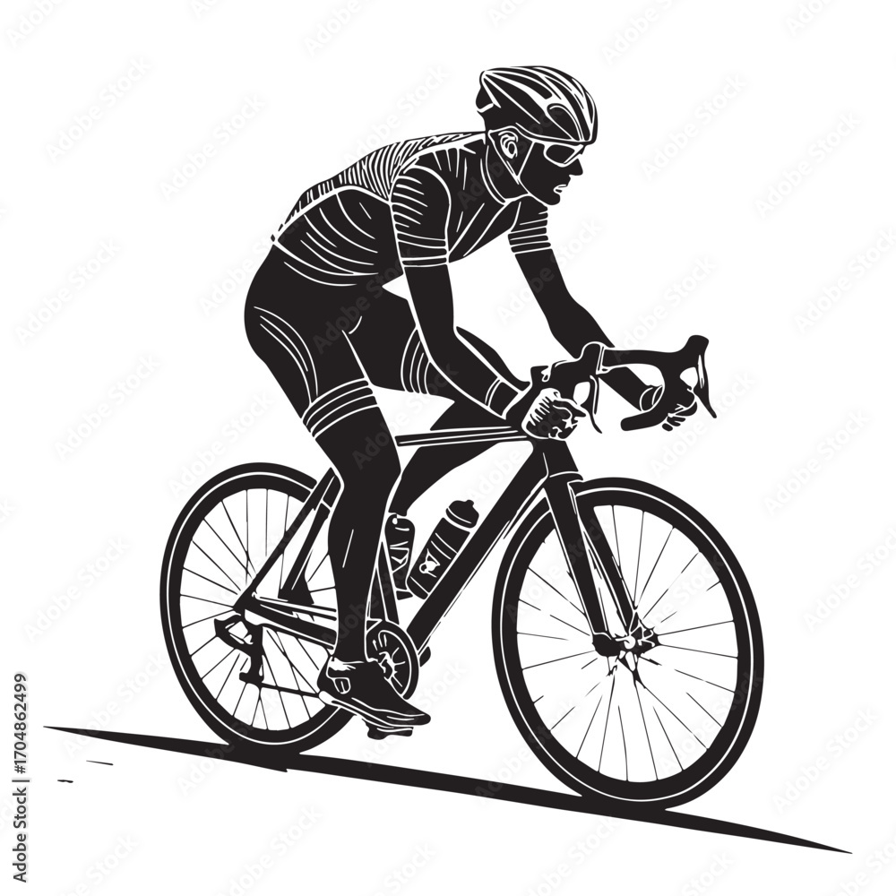 Naklejka premium Black road cycling Silhouette Vector, High Quality Illustration on White Background