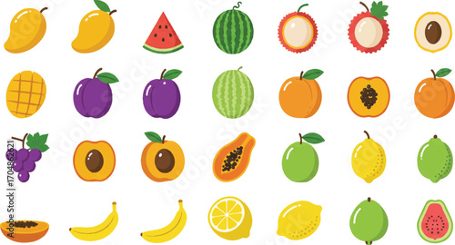 Vibrant assortment of fresh, delicious fruits, ready to eat, perfect for healthy recipes or a summertime snack, full of vitamins and natural sweetness