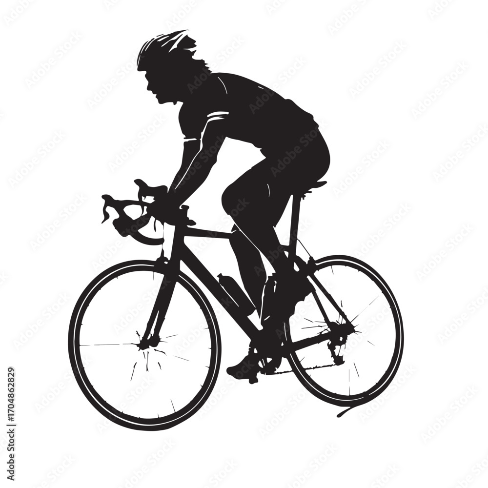 Naklejka premium Black road cycling Silhouette Vector, High Quality Illustration on White Background
