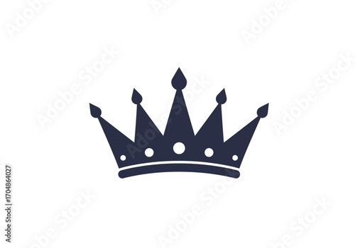 Minimalist dark crown silhouette icon representing majesty and elegance. A timeless vector symbol for royalty, leadership, and victory on a white background