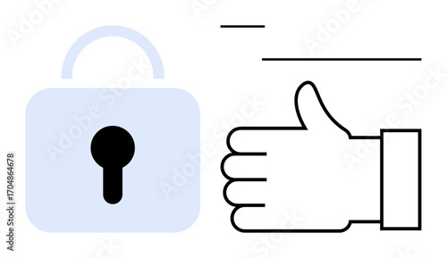 Padlock alongside a thumbs-up icon, emphasizing security and trust. Ideal for cybersecurity, privacy, data protection, authentication, trust-building, safety, and simple landing page