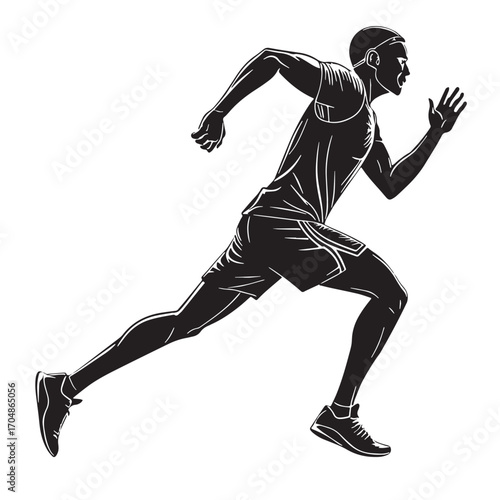 Black runner Silhouette Vector, High Quality Illustration on White Background