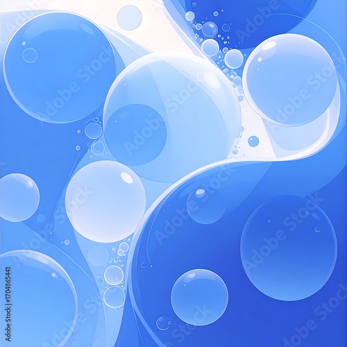 Abstract swirls of light blue bubbles