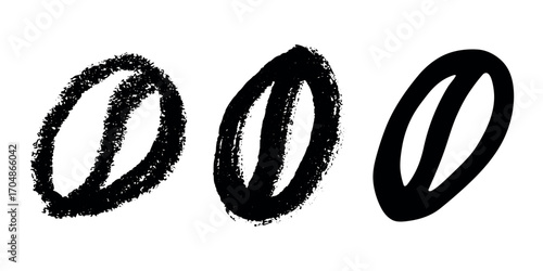 Set of simple hand drawn coffee bean Drink doodle Single element for print, web, design, decor