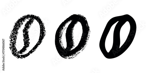 Set of simple hand drawn coffee bean Drink doodle Single element for print, web, design, decor