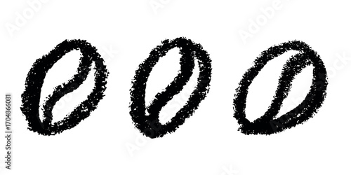 Set of simple hand drawn coffee bean Drink doodle Single element for print, web, design, decor