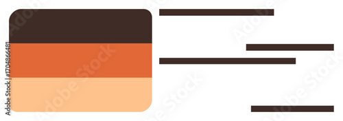 Horizontal three-tone block design with dark brown, orange, and tan colors juxtaposed with dynamic linear elements. Ideal for branding, business, creativity, progress, minimalism, modernity