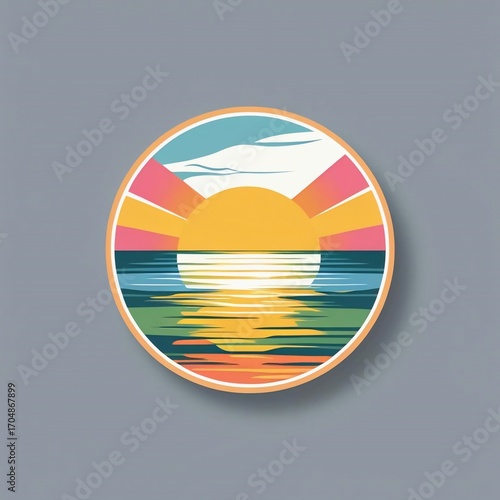 Peaceful Ocean Sunset Horizon with Vibrant Sky and Water Reflection