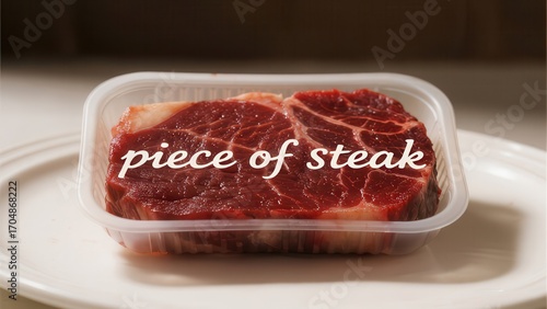 Packaged Beef Steak with Label Piece of Steak