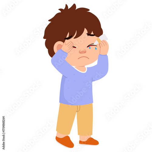 Illustration of Boy with Eye Irritation