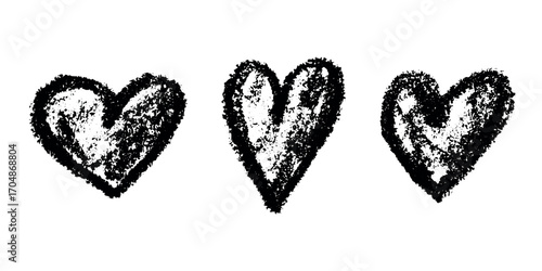 Set of simple hand drawn heart drawing illustration Scribble heart doodle Love clipart Single element for print, web, design, decor
