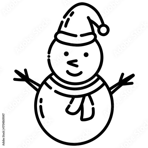 snowman with a scarf and christmas cap