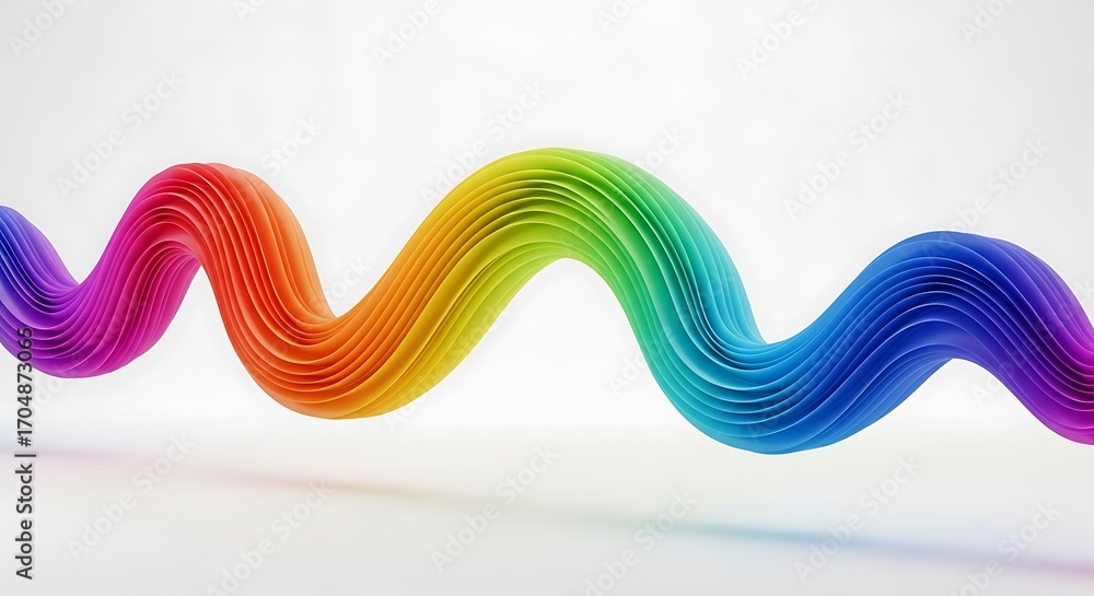 Fototapeta premium Dynamic Abstract Rainbow Colored Twisted and Spiraling Graphic Shape on White Background