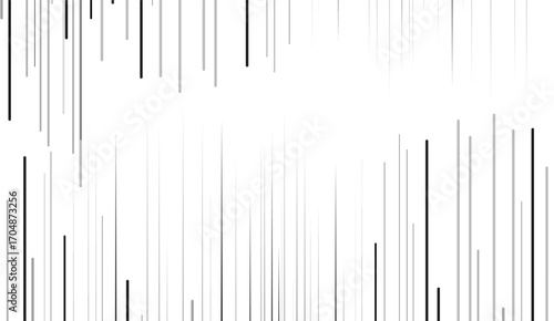 Black gray radial comics style lines, Straight Vertical Lines, isolated on white background. Speed abstract. Vector illustration