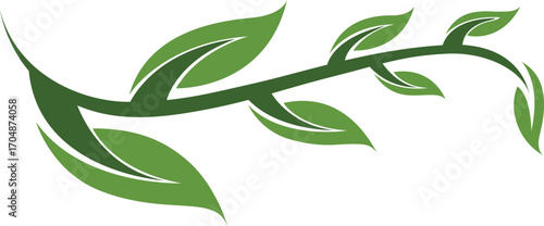 Green tree leaf ecology illustration with natural elements and scientific symbols