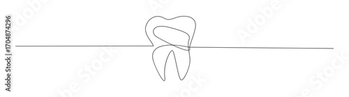 Continuous Line Drawing of a Tooth