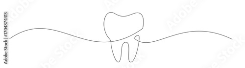 Tooth Continuous Line Drawing, Dental Health Concept