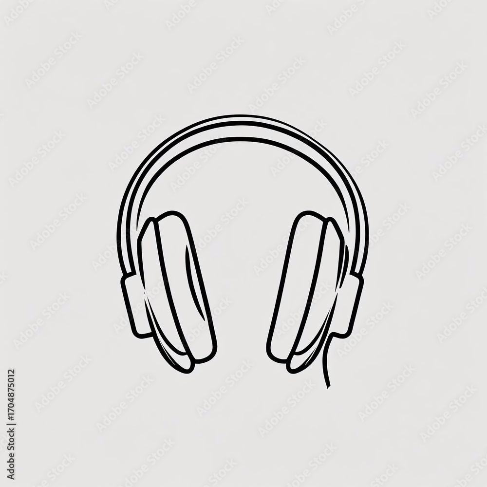 Obraz premium Minimalist Headphone Line Art Design for Music Lovers and Audio Enthusiasts
