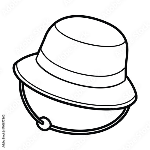 a line art drawing of a bucket hat on white background 