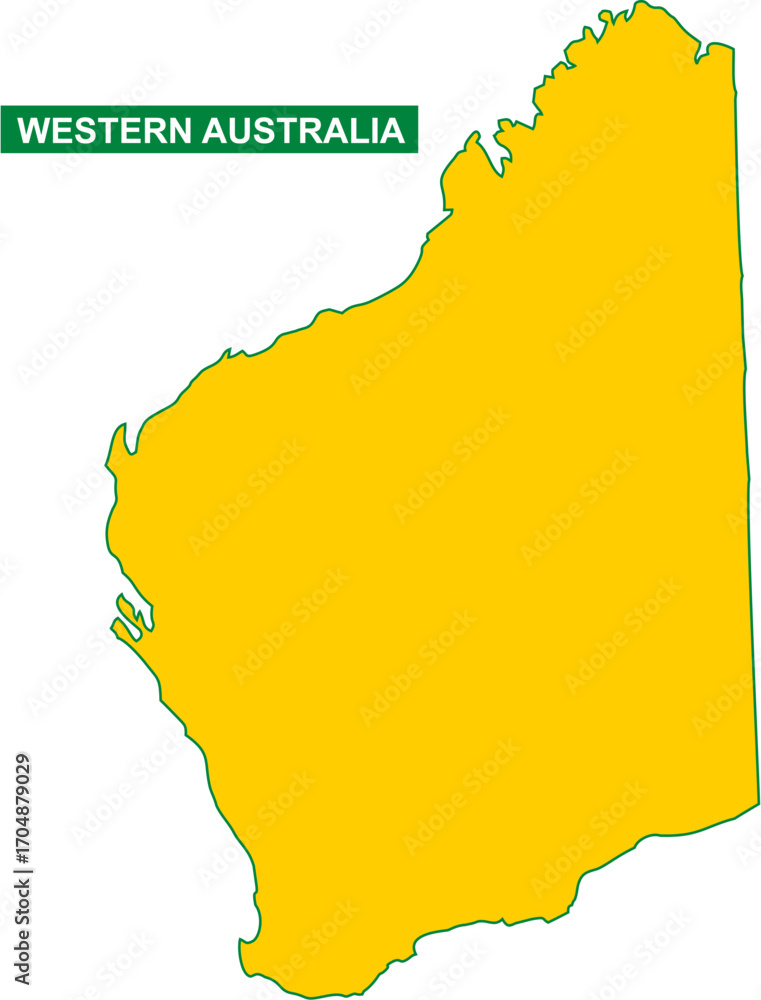 Obraz premium Solid map of Western Australia state of Australia with green outline