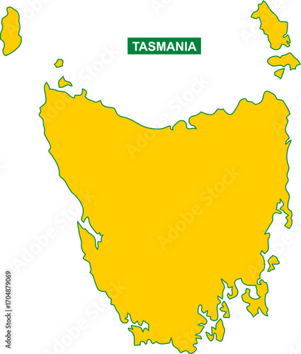 Solid map of Tasmania state of Australia with green outline