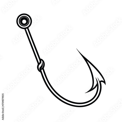 black fishing hook with sharp point and eyelet ang 