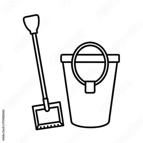 bucket and shovel vector icon on white background