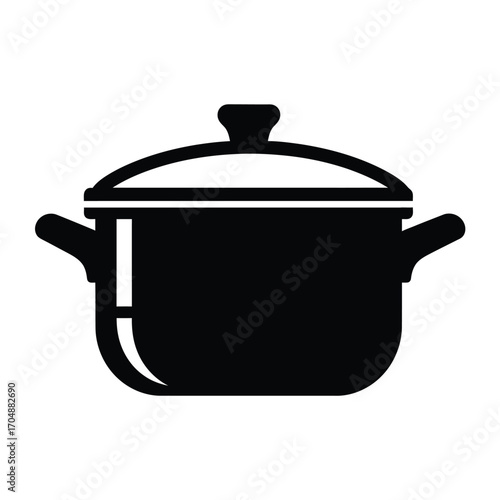 Illustration of a cooking pot isolated on white background, perfect for culinary themes, kitchenware designs, or recipe illustrations, simple and clean design