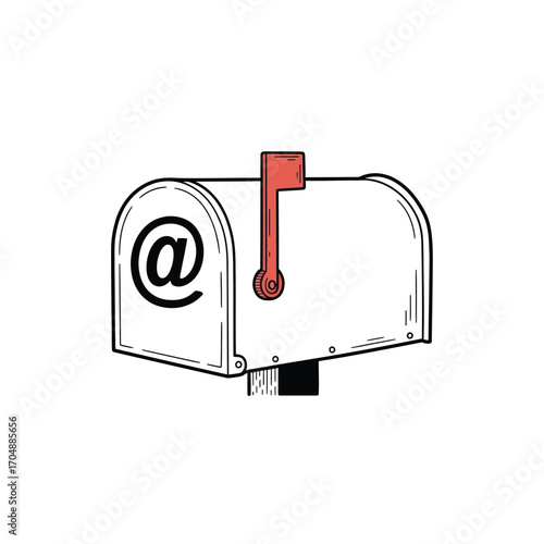 Conceptual illustration combining a traditional letterbox with the internet email symbol, a creative metaphor for modern digital communication