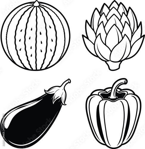 Set of different types of fresh fruits, isolated on a white background
